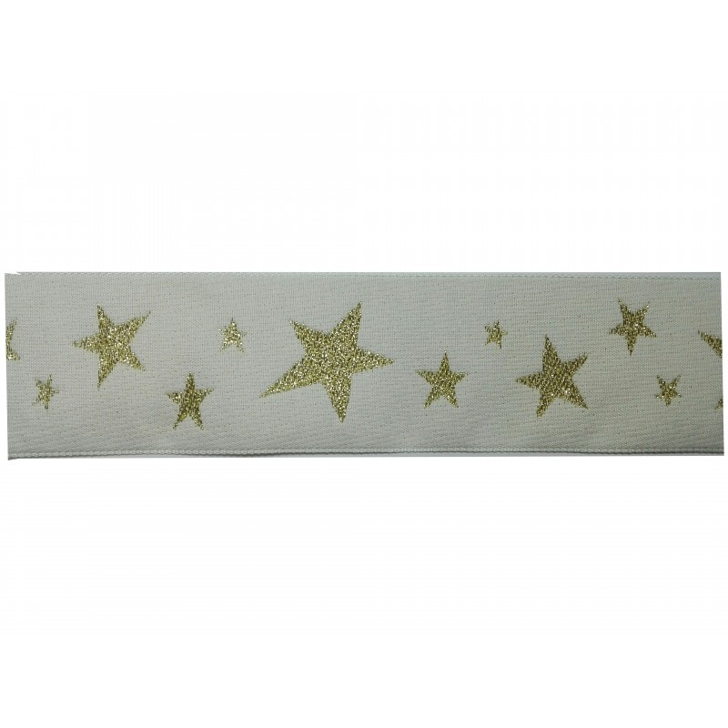 Nastro Jacquard - Estrellas Oro -  Ancho 5 cm